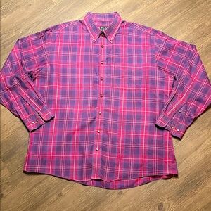 Jos. A. Bank Pink and Blue Plaid Shirt